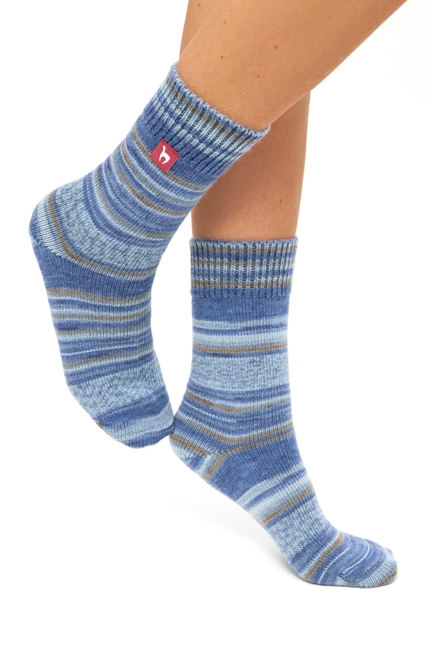 Alpaka Kuschel-Socken HARMONY ocker-blau Gr. 45-48