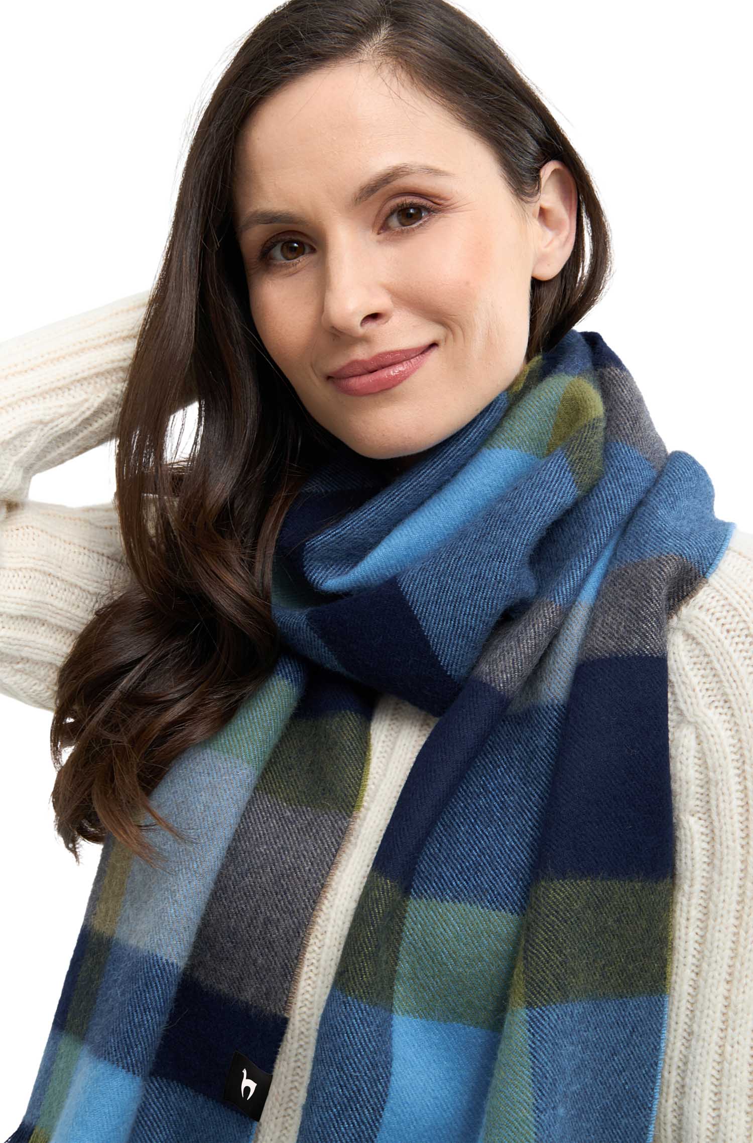 Alpaka Webschal AMIGO blau-grau