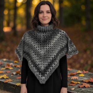 Alpaka Poncho mit Rollkragen